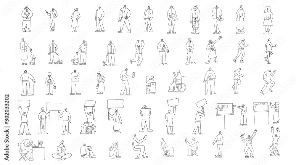 Set of people in doodle style. Vector illustration.