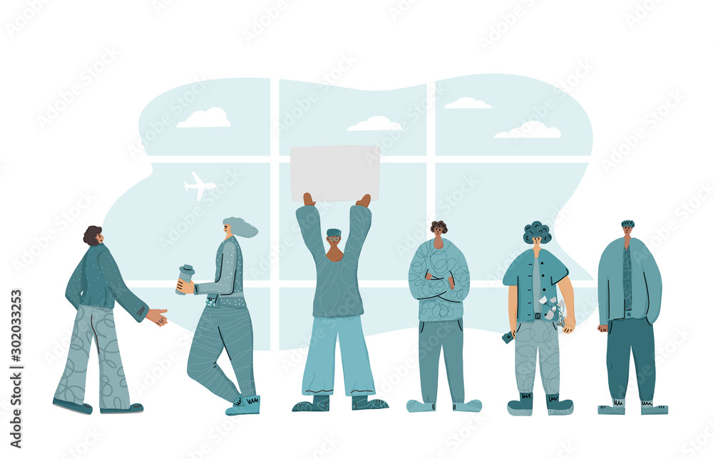 Travel people stand full length Vector flat design Travel people stand full length Vector flat design