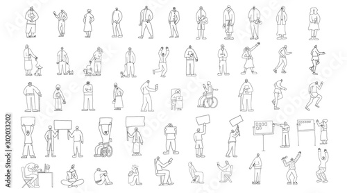 Set of people in doodle style. Vector illustration.