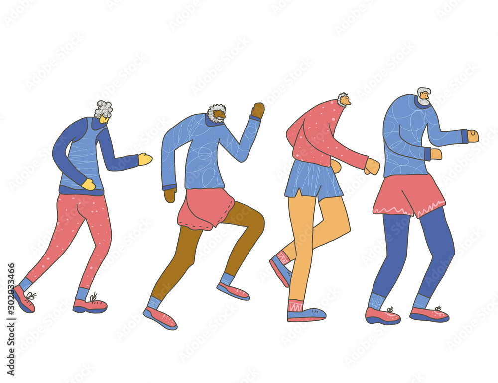 Fototapeta premium Runner. Old person jogging isolated. Vector design