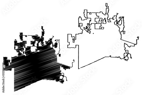 Fototapeta Naklejka Na Ścianę i Meble -  McKinney City (United States cities, United States of America, usa city) map vector illustration, scribble sketch City of McKinney map