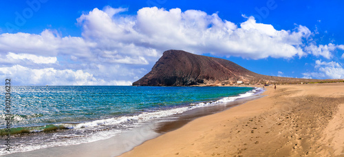 Best beaches of Tenerife island - La Tejita beach (el Medano).popular for wind surfing.Canary islands photo