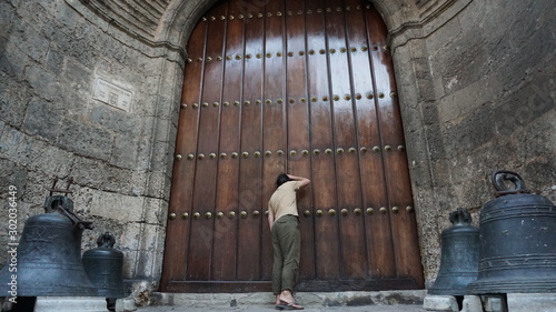 Photography Ancient Wooden Door in Old Town of Havana