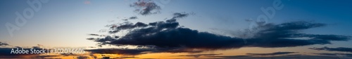 Fantastic soft clouds against blue sky, natural composition - panorama