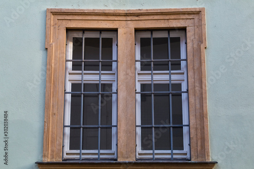 Antique multi-colored barred window