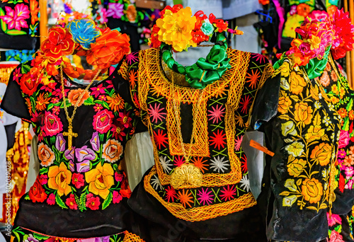Canvas Print Colorful Mexican Shirts Dresse Jewelry Handicrafts Oaxaca Mexico