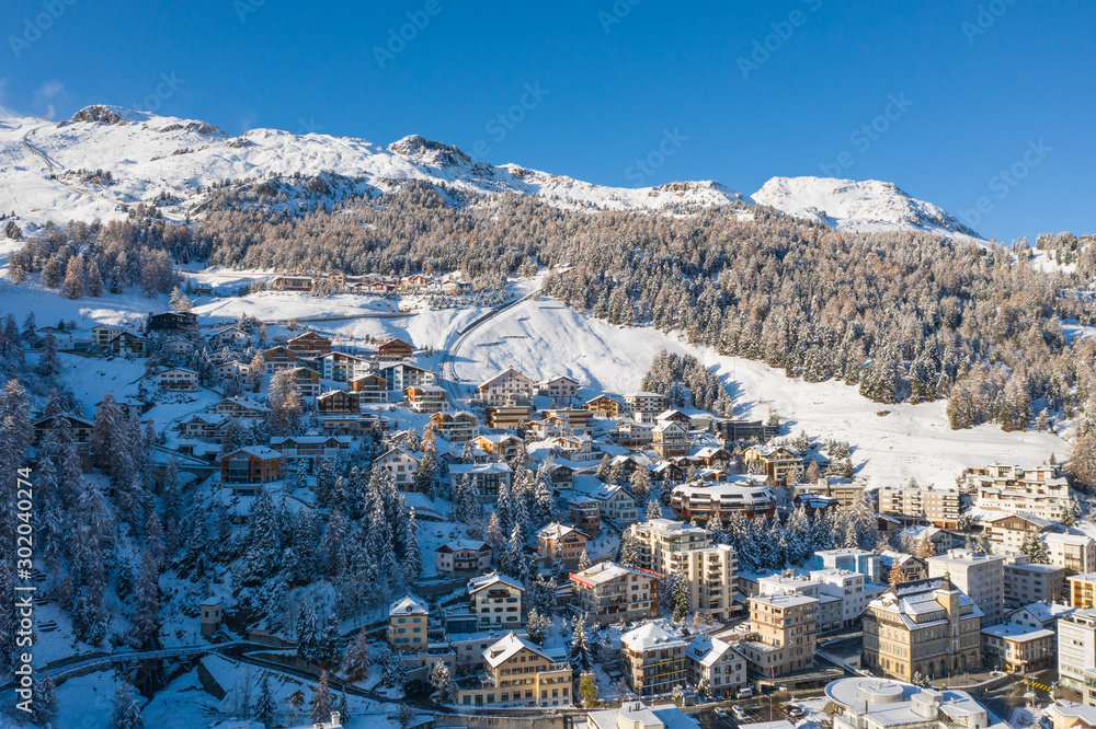 Alpine village covered with snow, Alps - Holidays in Europe