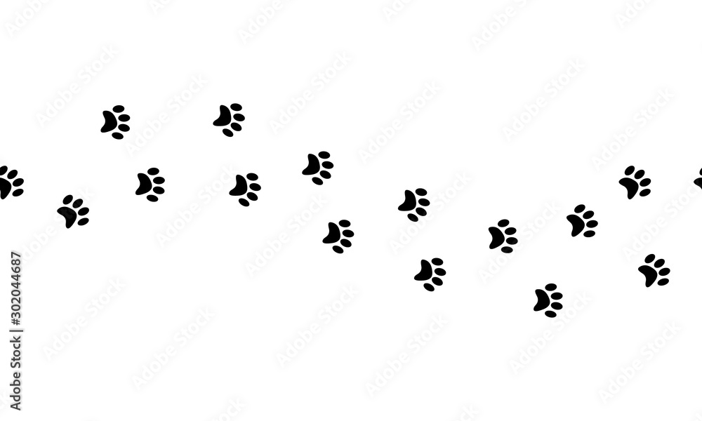 Seamless cat trail print. Black elements on white background. Vector illustration. Seamless cat trail print. Black elements on white background. Vector illustration.