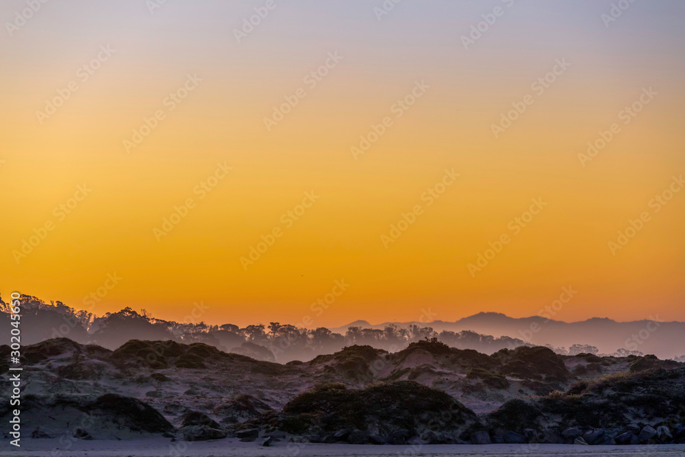 Sunset over the Beach, Sand Dunes
