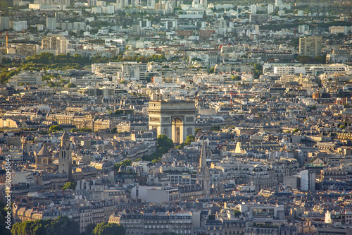 Aerial view of the Paris with Triumphal arch