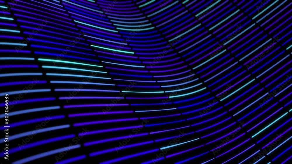 3D abstract curved background with moving neon lines. Animation. Looped ...