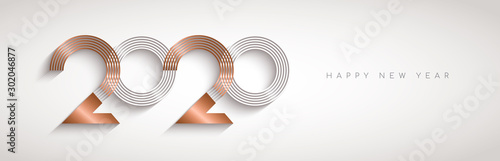 New Year 2020 abstract number date copper banner