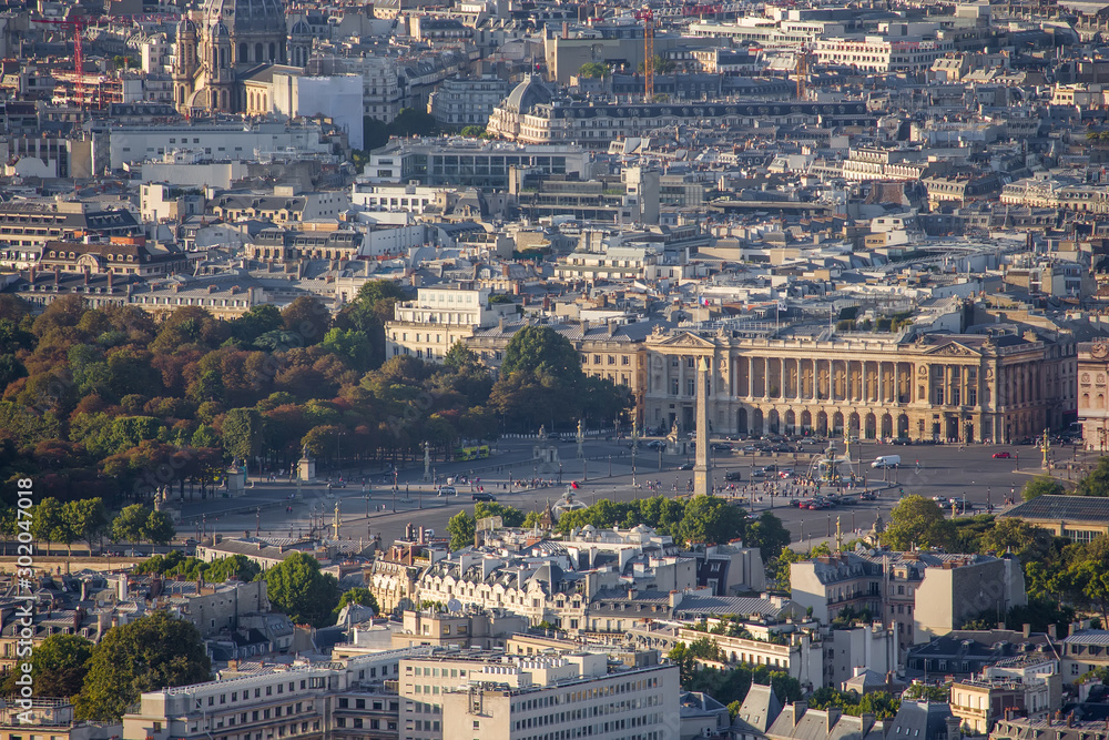 Aerial view of the Paris with Place de la Concorde