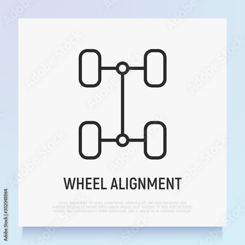 Wheel alignment thin line icon. Car service. Modern vector illustration.