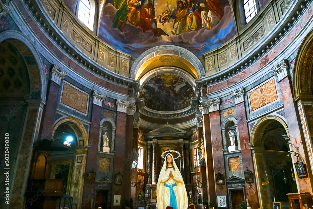 Mary Statue Frescoes Basilica San Giacomo Augusta Church Rome Italy