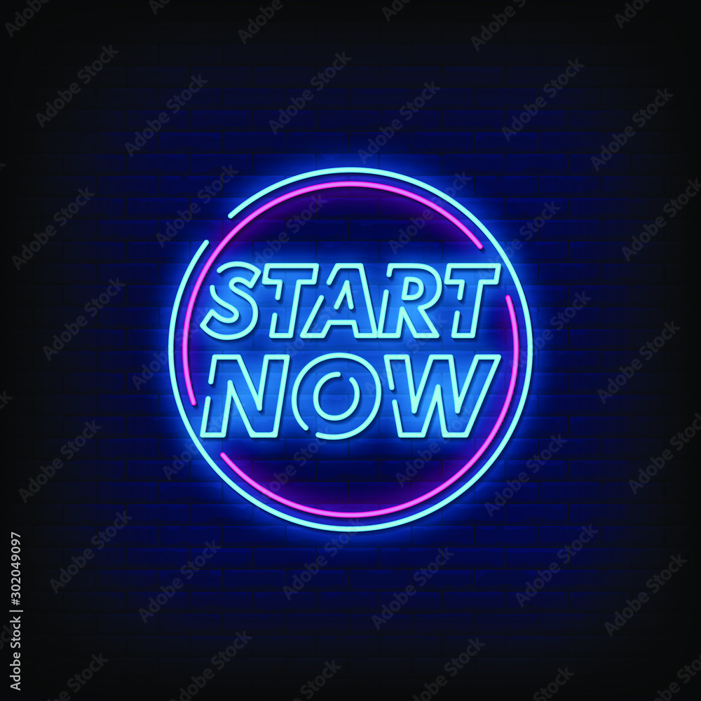 Start now Neon Signs Style Text Vector Start now Neon Signs Style Text Vector