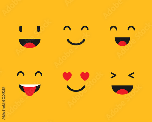 Set Emoji on a yellow background. Vector illustration. EPS 10