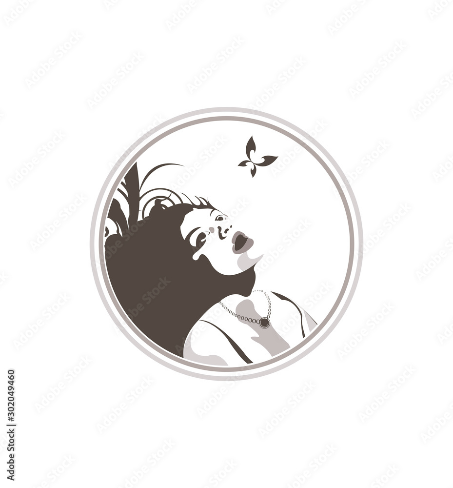 logo woman's head, yoga, spa, relax, tranquility, flower, peace, meditate, leaves, brown, butterfly logo woman's head, yoga, spa, relax, tranquility, flower, peace, meditate, leaves, brown, butterfly