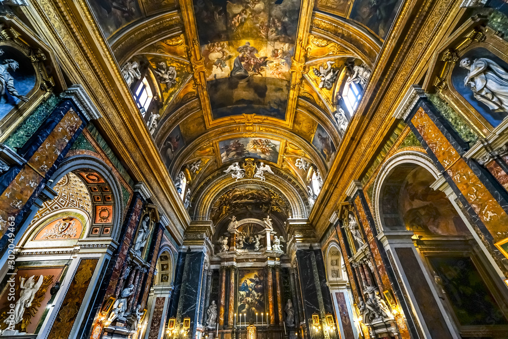 Altar Statues Frescoes Basilica Jesus and Mary Church Rome Italy