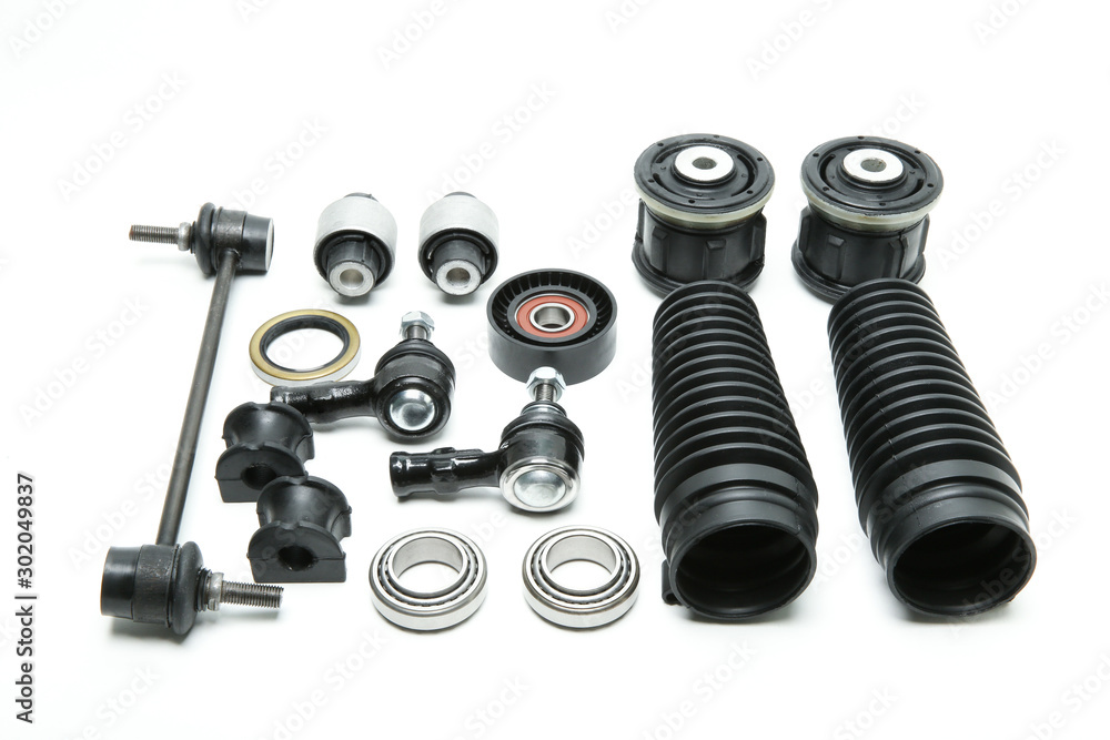 set of spare parts for a car on a white background set of spare parts for a car on a white background