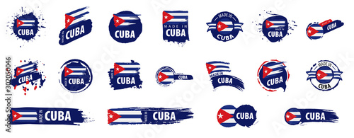 Canvas Print Cuba flag, vector illustration on a white background