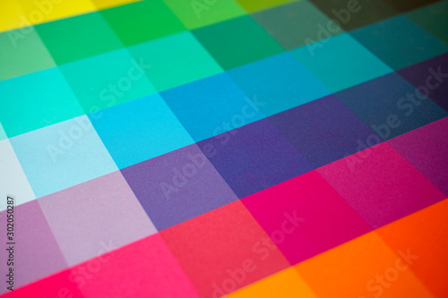 Close-up of Color Swatches or Paint Chips. Colourful Background. Colour Theory Banner