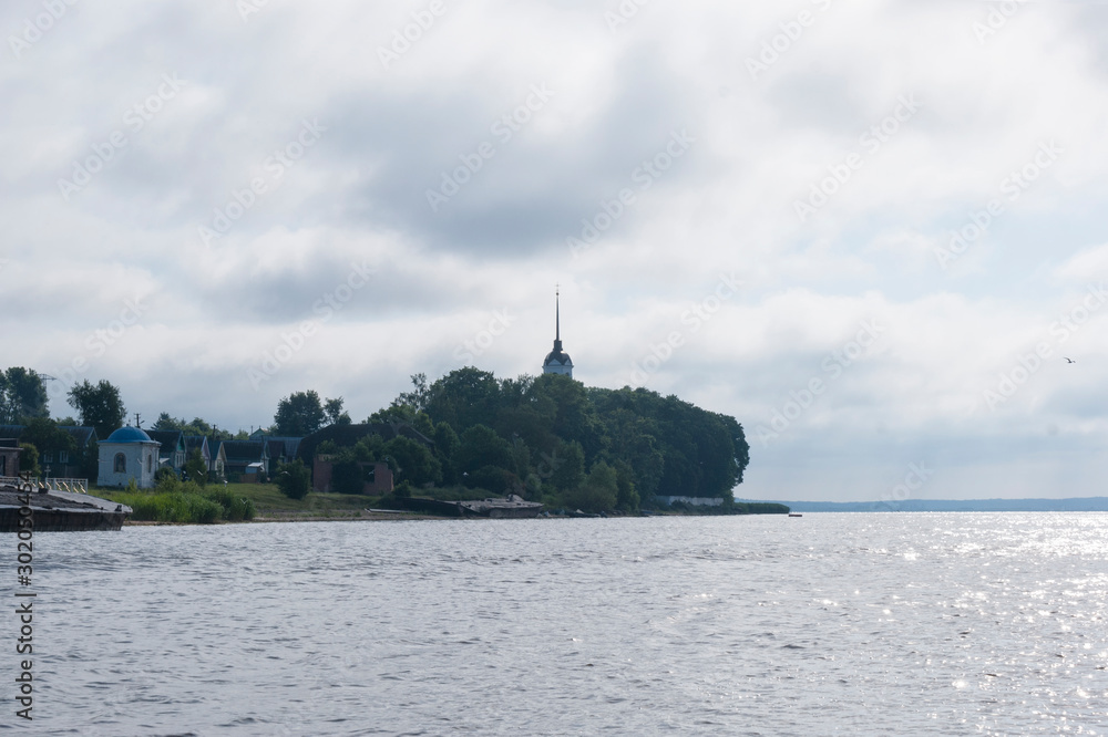 View of the Church in the village on the lake