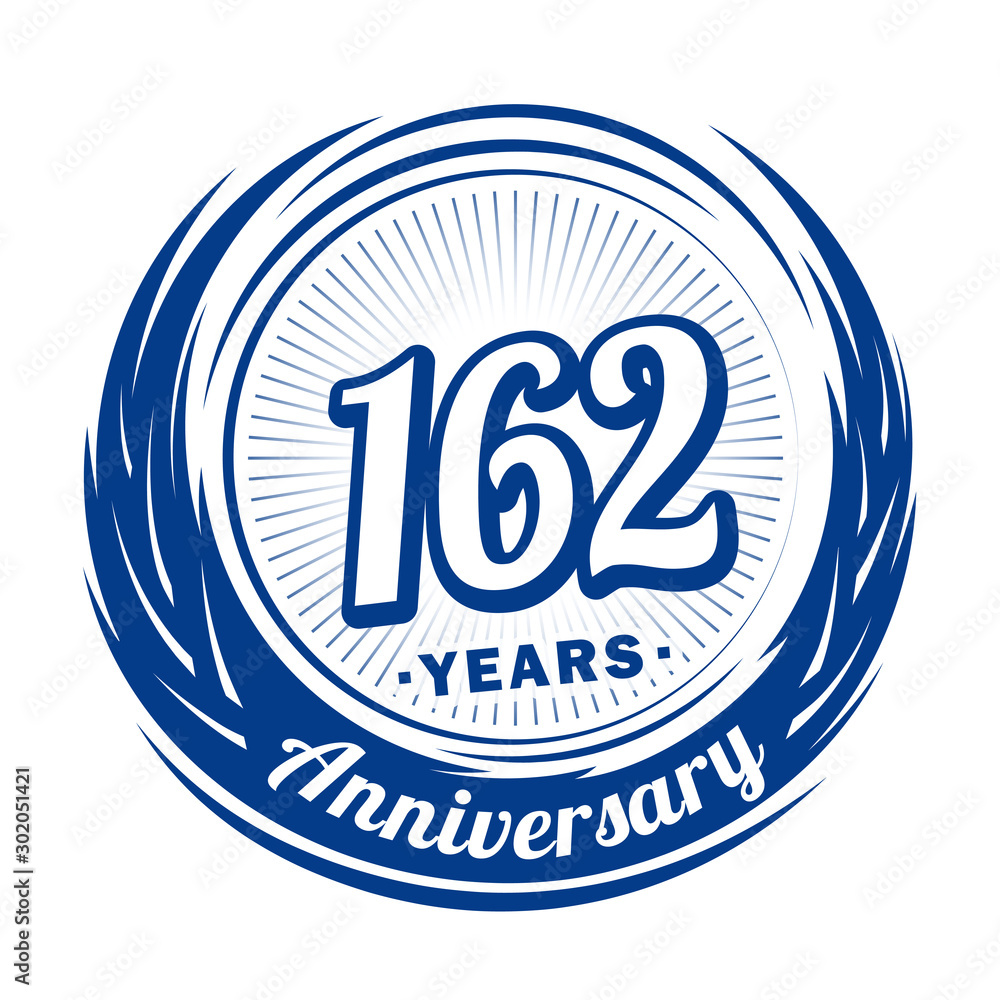 One hundred and sixty-two years anniversary celebration logotype. 162nd anniversary logo. Vector and illustration.