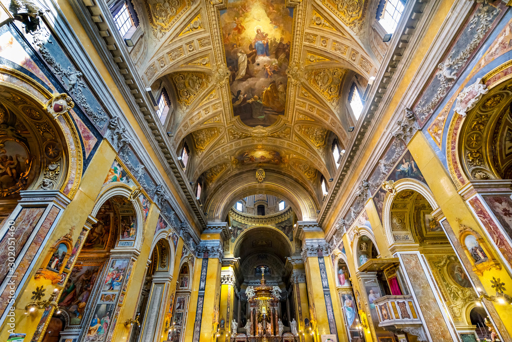 Altar Frescoes Arches Basilica Santa Maria Traspontina  Church Rome Italy