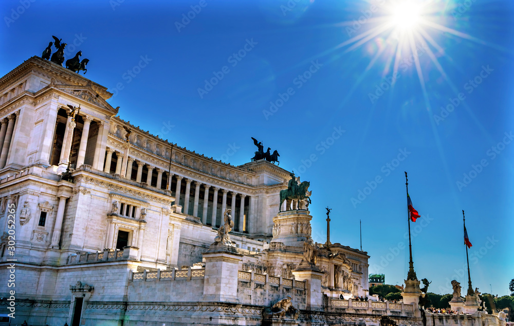 Sun Rays Victor Emanuele II Monument Rome Italy