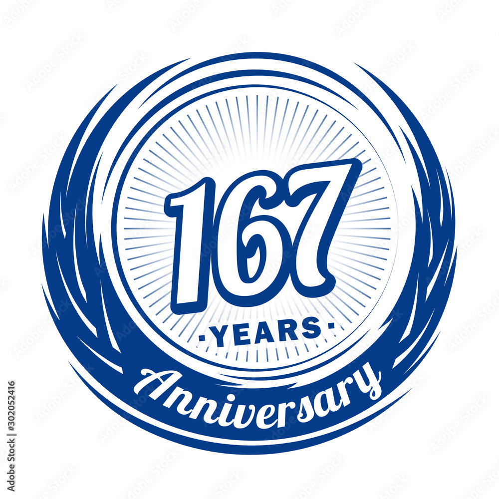 One hundred and sixty-seven years anniversary celebration logotype. 167th anniversary logo. Vector and illustration.