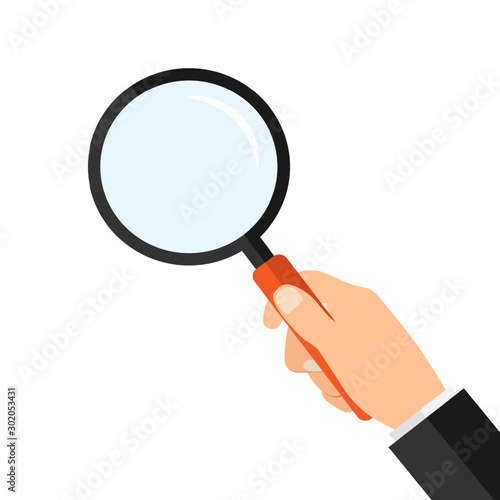 Magnifying glass in hand. Stock Vector Illustration EPS 10