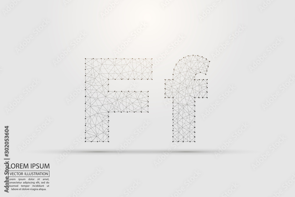 Obraz premium English letters abstract font consists 3d of triangles, lines, dots and connections. Vector illustration EPS 10.