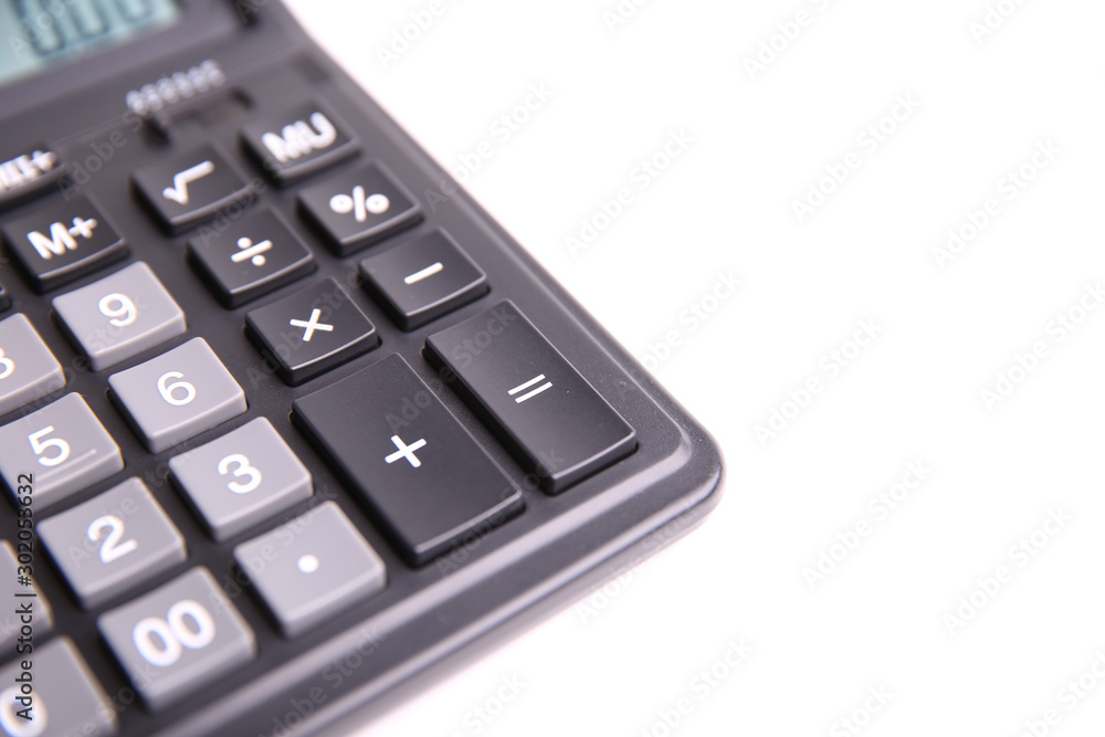 part of calculator on white background part of calculator on white background