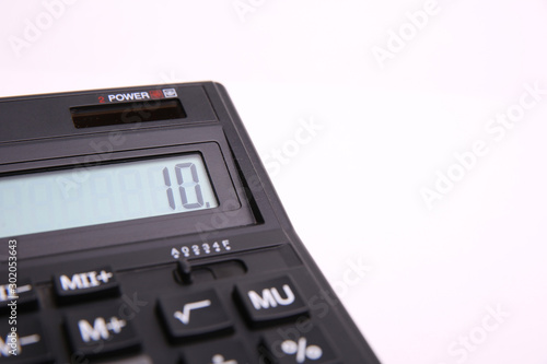 calculator with number 10 on white background