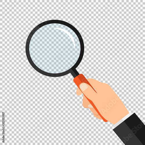 Magnifying glass in hand. Stock Vector Illustration EPS 10