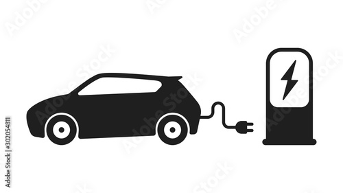 Electric car refueling icon