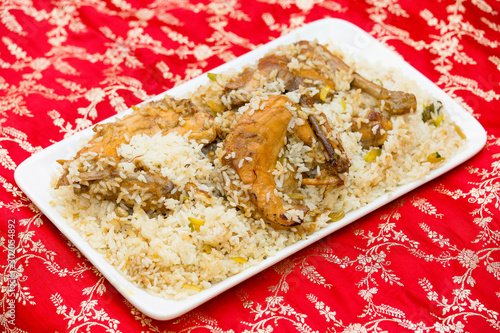 Nawabi Chicken Biryani with Premium Quality perfuemed rice. photo