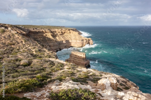 Castle Cove and Island Rock formation in Kalbarri National Park in Australia