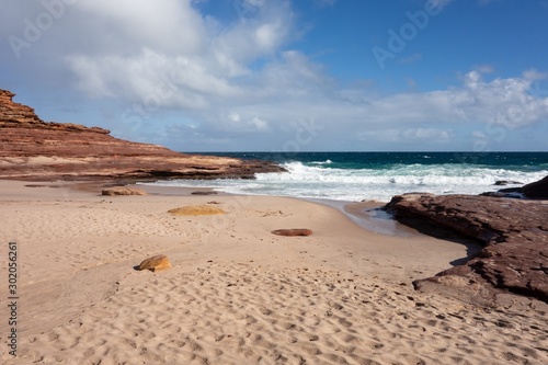 Beautiful sandy beach at Pot Alley in Kalbarri National Park in Australia