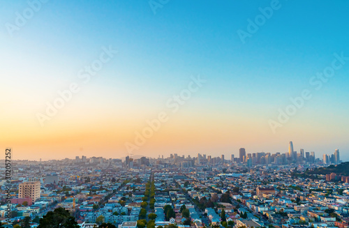 View of San Francisco  CA at twilight