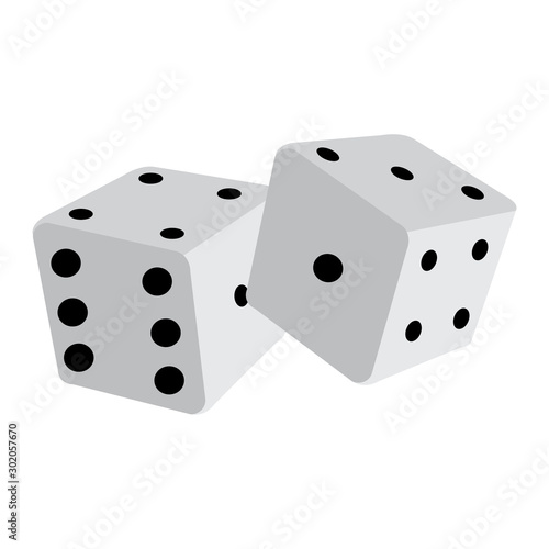 Isolated pair of dices over a white background - Vector illustration