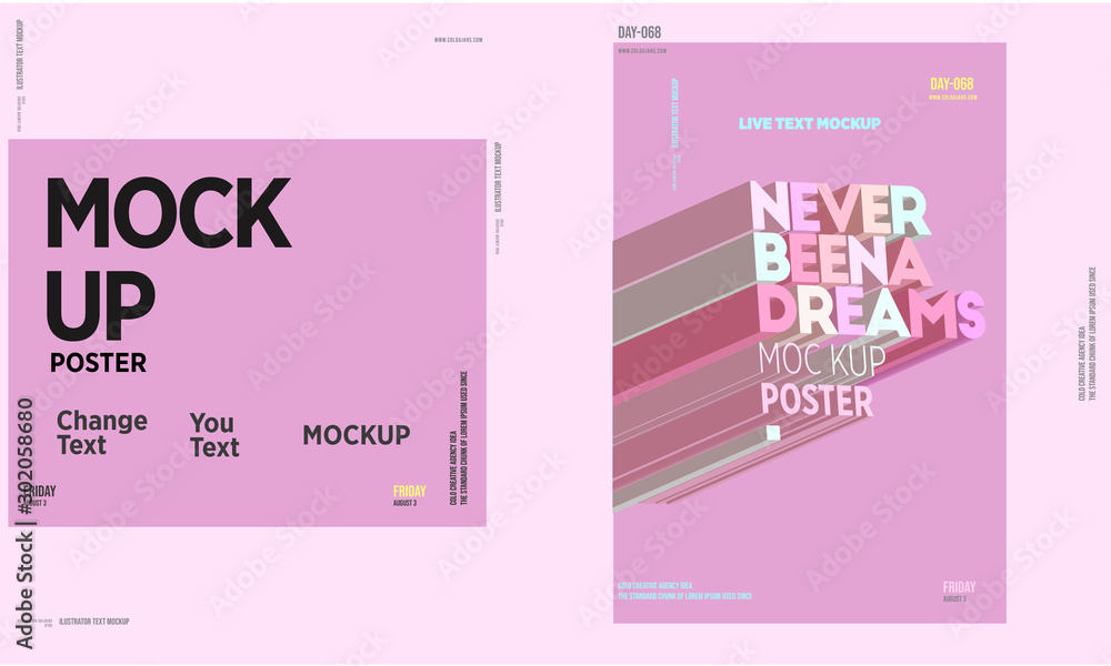 modern and sweet  poster design template mockup / full editable - obrazy, fototapety, plakaty 