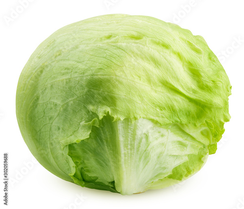 Canvastavla Green iceberg lettuce isolated on white background, clipping path, full depth of