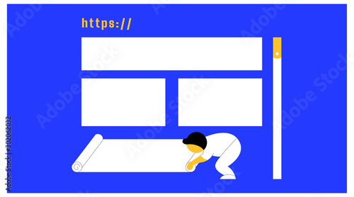 illustration designer or project programmer creates a website layout. determine the layout of the website creation column. web design vector. create an account