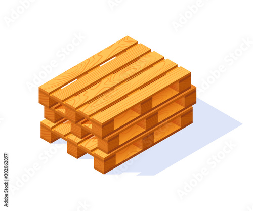 Vector wooden pallet icon in flat style