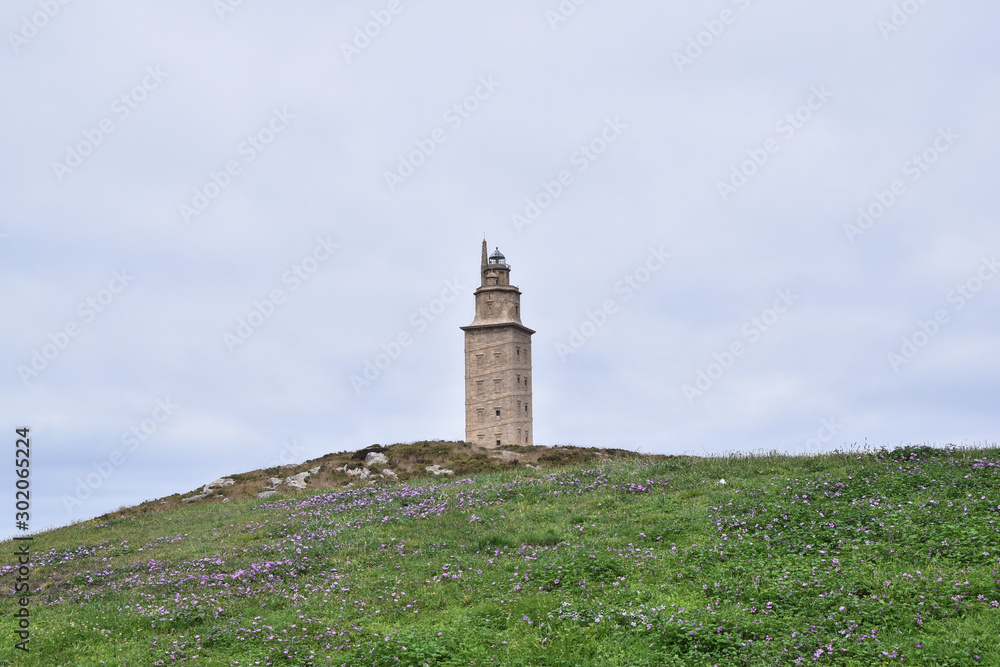View of the Hercules Tower. Ancient Roman lighthouse in the city of A Coruña (Spain) View of the Hercules Tower. Ancient Roman lighthouse in the city of A Coruña (Spain)
