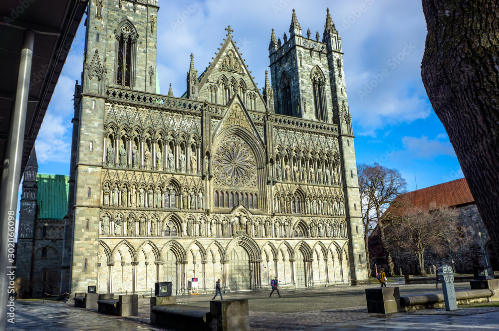 Gothic cathedral in Trondheim. Norway