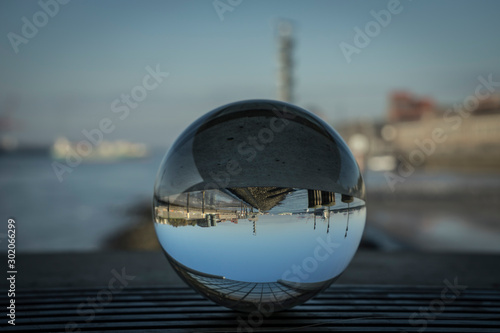 Habor of Hamburg in a glass sphere. © roostler