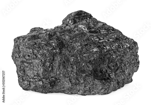 Natural black hard coal isolated on white background photo